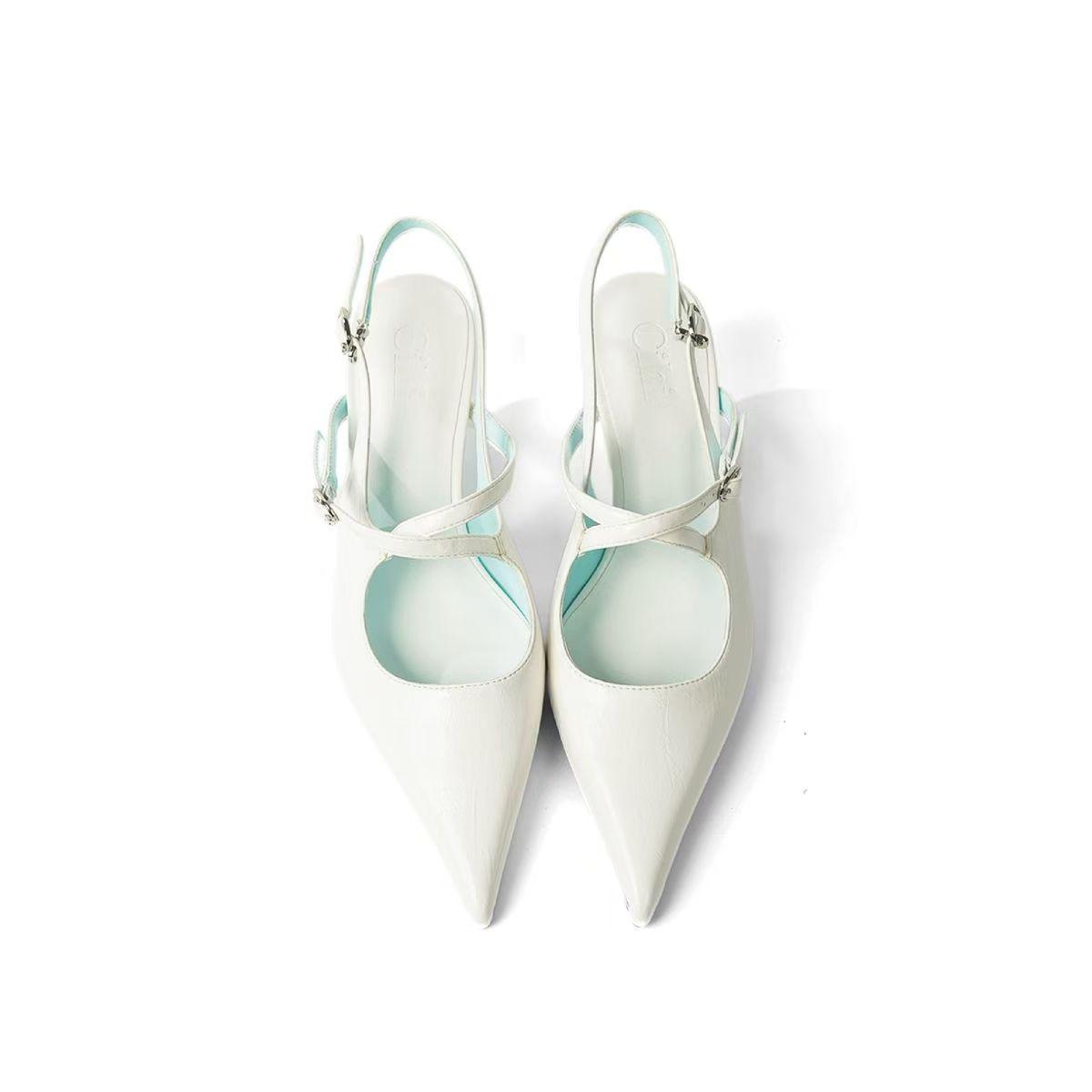 

Мода Весна Новый Бренд Женские Босоножки Мода Острый Носок Ремешок на Щиколотке Дамские Элегантные Туфли Слингбэки Тонкий Низкий Каблук Туфли-Лодочки 40