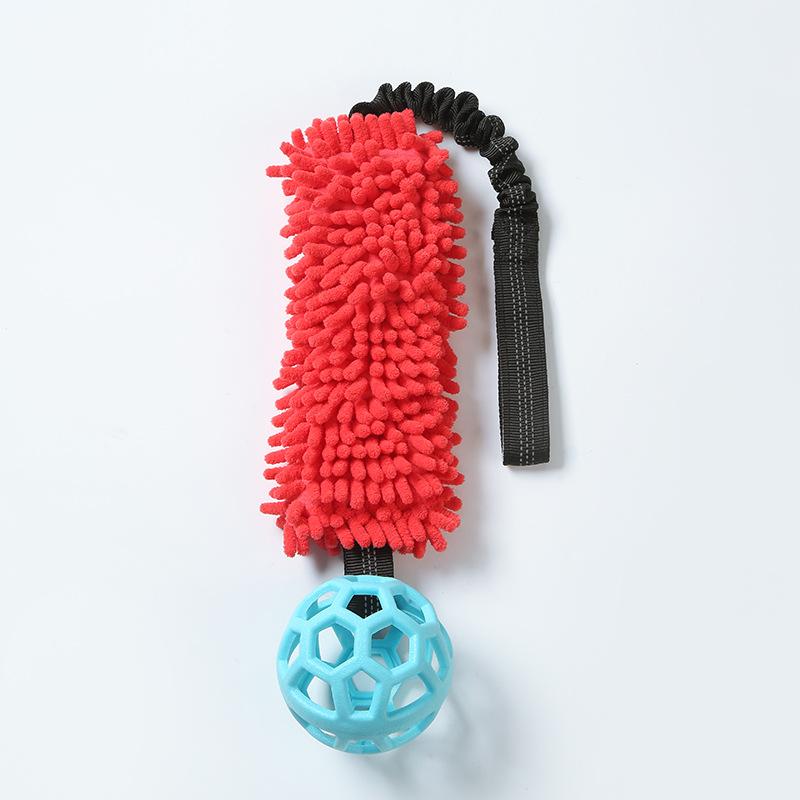

Interactive Dog Tug Toy with Chew Ball Durable Elastic Strap Pet Training Toy красный