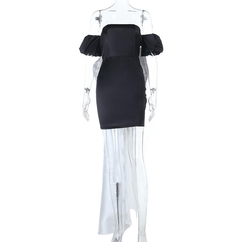 European and American style tube top one-word shoulder dress mini party dress, autumn new hip skirt