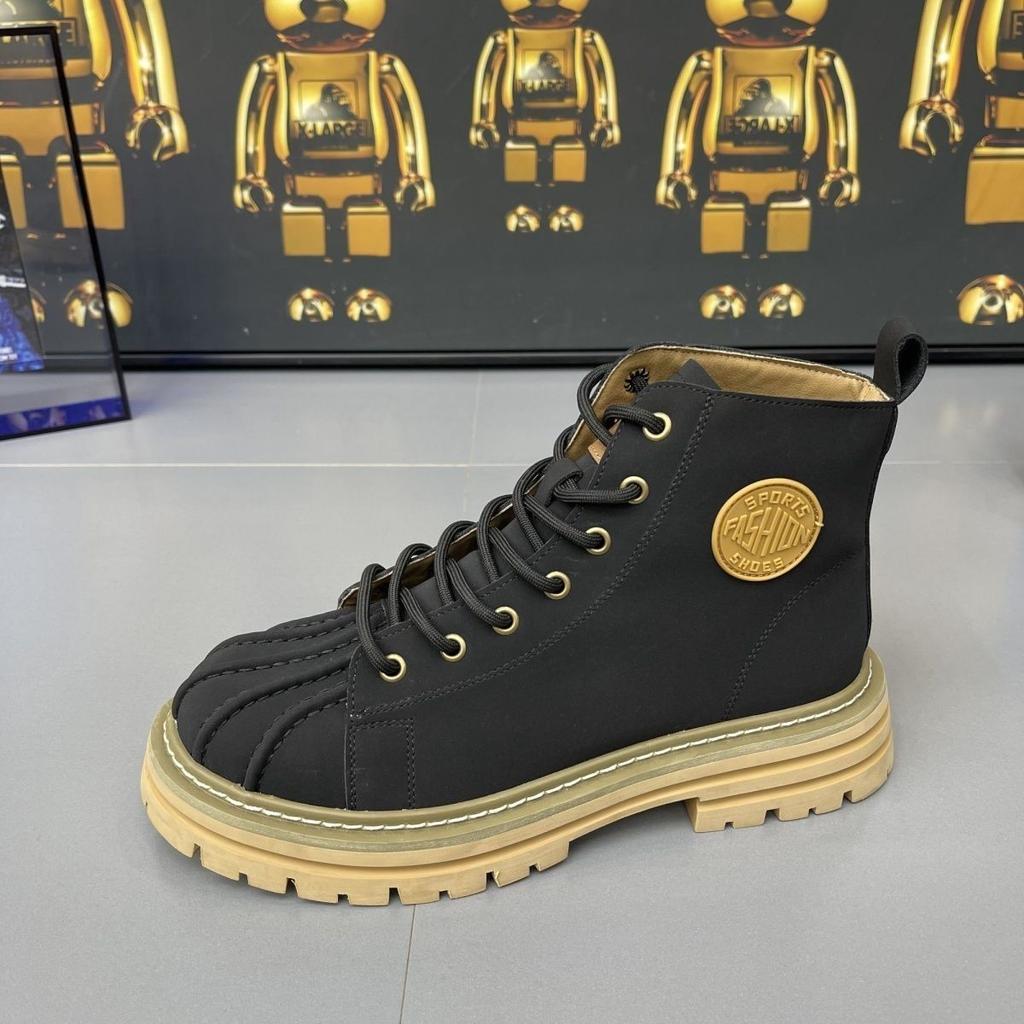 Retro Platform Leather Shoes for Men High Top Round Toe Man Casual Boots Thick Sole Outdoor 2025 Trend Adults Summer Sale New In