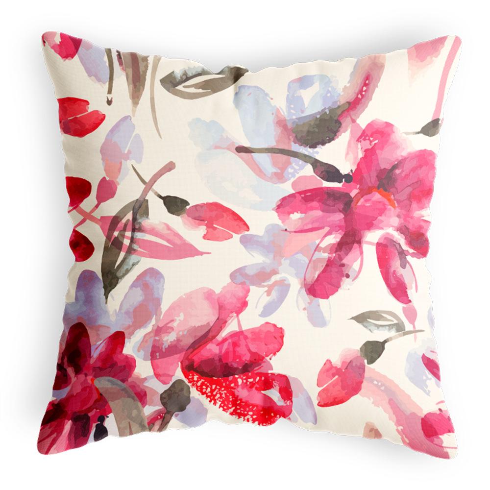 Auto Rückenlehnen Kissenbezug Blüten Blumen Nordischer Stil Büro Lenden Rückenlehnen Kissenbezug Baumwolle und Leinen Leinen Kissenbezug