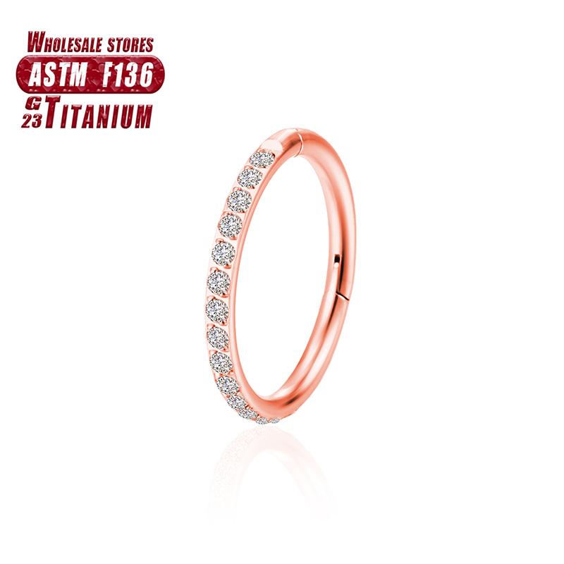 F136 Titanium Piercing Double Layered Triple Stack Hinged 16g Zircon Nose Ring Helix Cartilage CZ Small Cartilage Septum Clicker