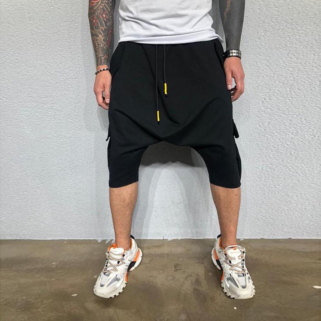 Casual Sweatpants for Men Hip Hop Trend in Europe America Loose Solid Street Sports Harlan Cropped Trousers Men'S Clothing