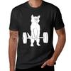 Gewichtheben Katze Kreuzheben Heben T-Shirt ästhetische Kleidung Sommer Oberteile Sportfans schlichte weiße T-Shirts Herren