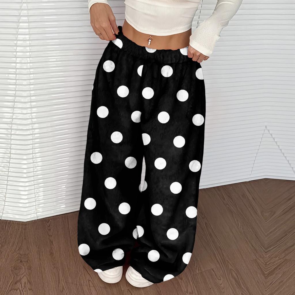 Women's Casual And Fashionable Printed Elastic Waist Loose Wide Leg Pants