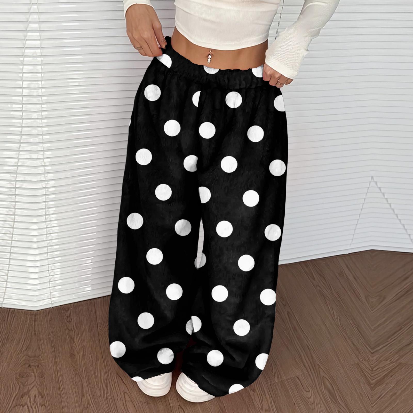 

Женские повседневные и модные брюки с принтом, эластичной талией, свободными широкими штанинами L чёрный