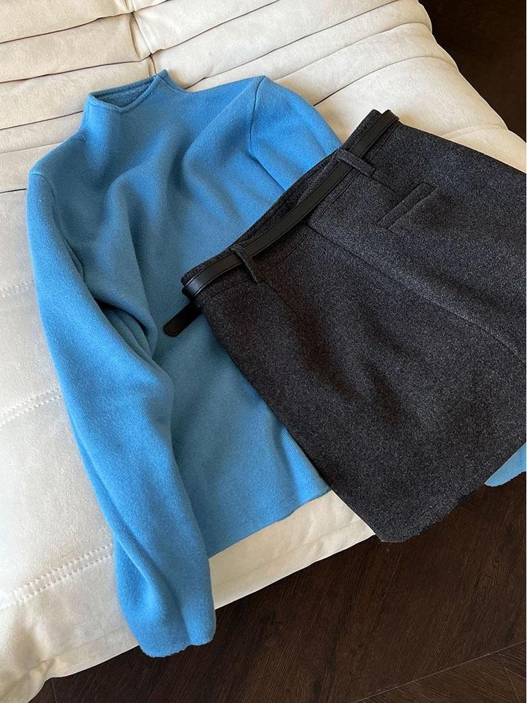 Luxi Retro High-End Wool A-Line Midi Skirt - Women's 2025 Winter Slimming Fleece-Lined Bodycon Mini Skirt