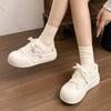 Fashion Comemore Thick Bottom Padded Cotton Shoes Women's Autumn Winter Casual Round Toe Lace Up Board Shoes Female White Plush Sneakers