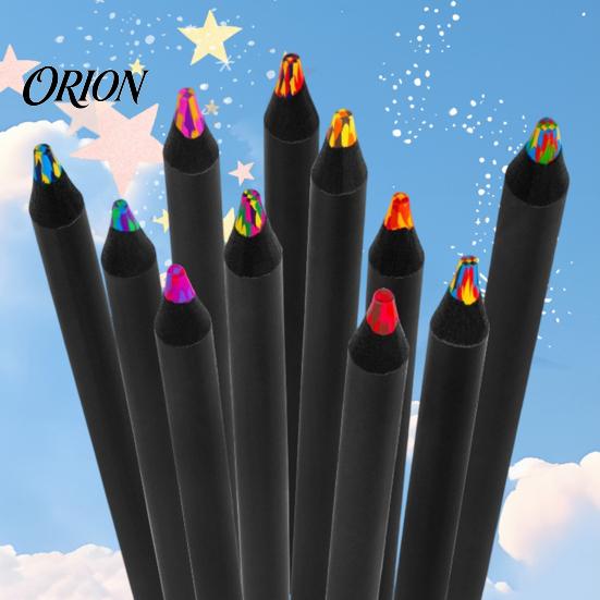 Drawing Pencils with Durable Core 12PCS Rainbow Colored Pencils, Black Wood Barrel And for Toddlers Lead Core, Art Training Sketching Kids Supplies