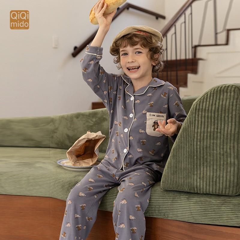 Kids Thin Cardigan Pajama Set Boys Girls Homewear Base Layer Air Conditioner Clothes 100-170cm A Safety Breathable
