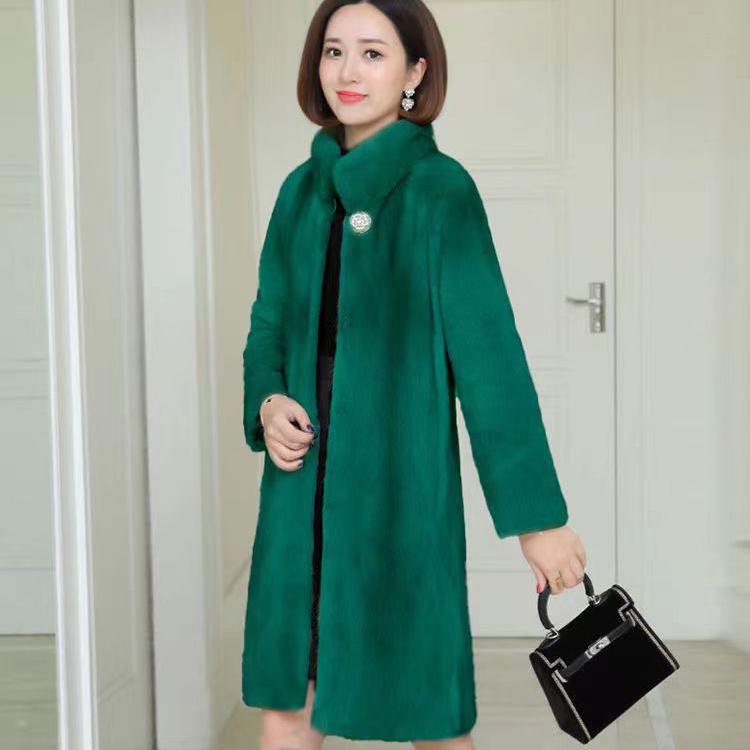 Women's Fur Coat Autumn Winter Stand Overcoat Coats Mid Length