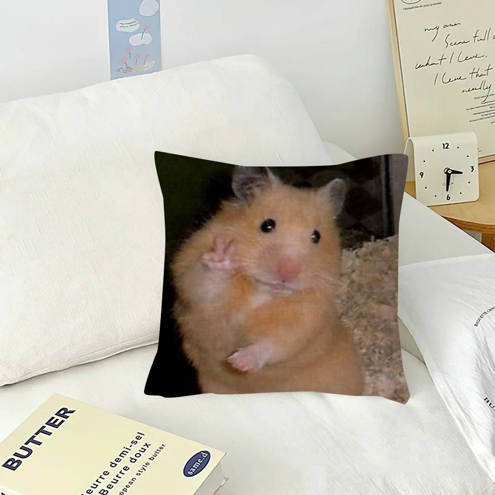 Funny Sad Hamster Emoticon   Pillow Cover Design cushion Cover decor Holiday Decorati