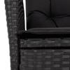2 Piece Garden Armchair with Cushions Adjustable Black Poly Rattan