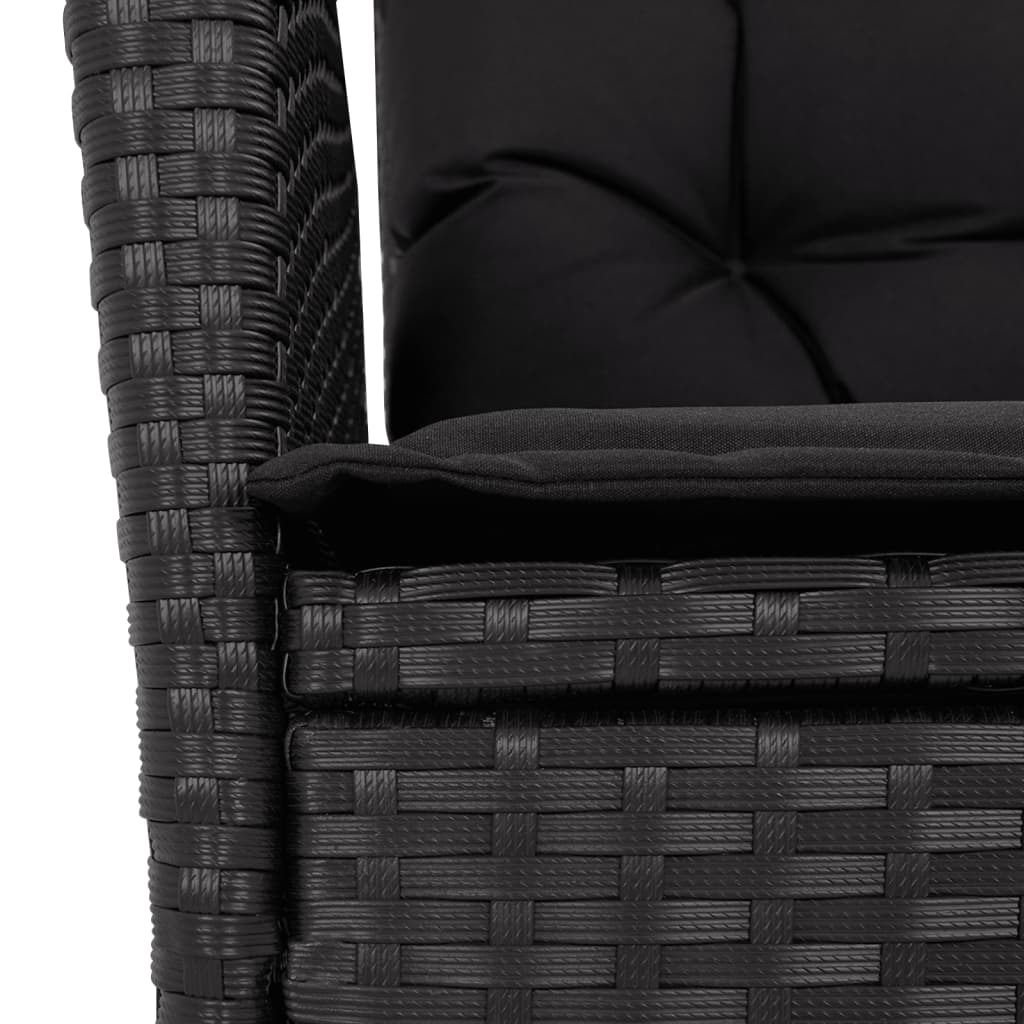 2 Piece Garden Armchair with Cushions Adjustable Black Poly Rattan