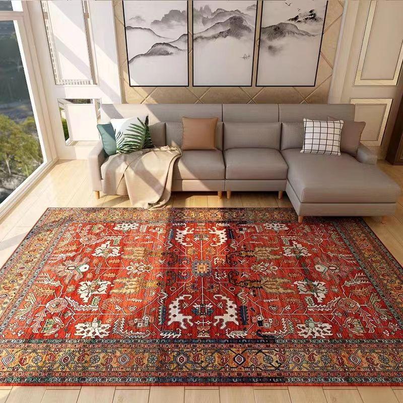 

Washable Area Rug Teal Boho Bedroom Non-Slip Oriental Carpet Throw Rug Low-Pile Indoor Floor Carpet for Dining Room Living Room Foyer Decor 40x60cm