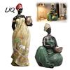 Sturdy Resin Craft African Lady Figurine, Ethnic Sitting/Standing Woman Statue, Hand-Painted Bohemian Home Decor for Tabletop Art Decoration