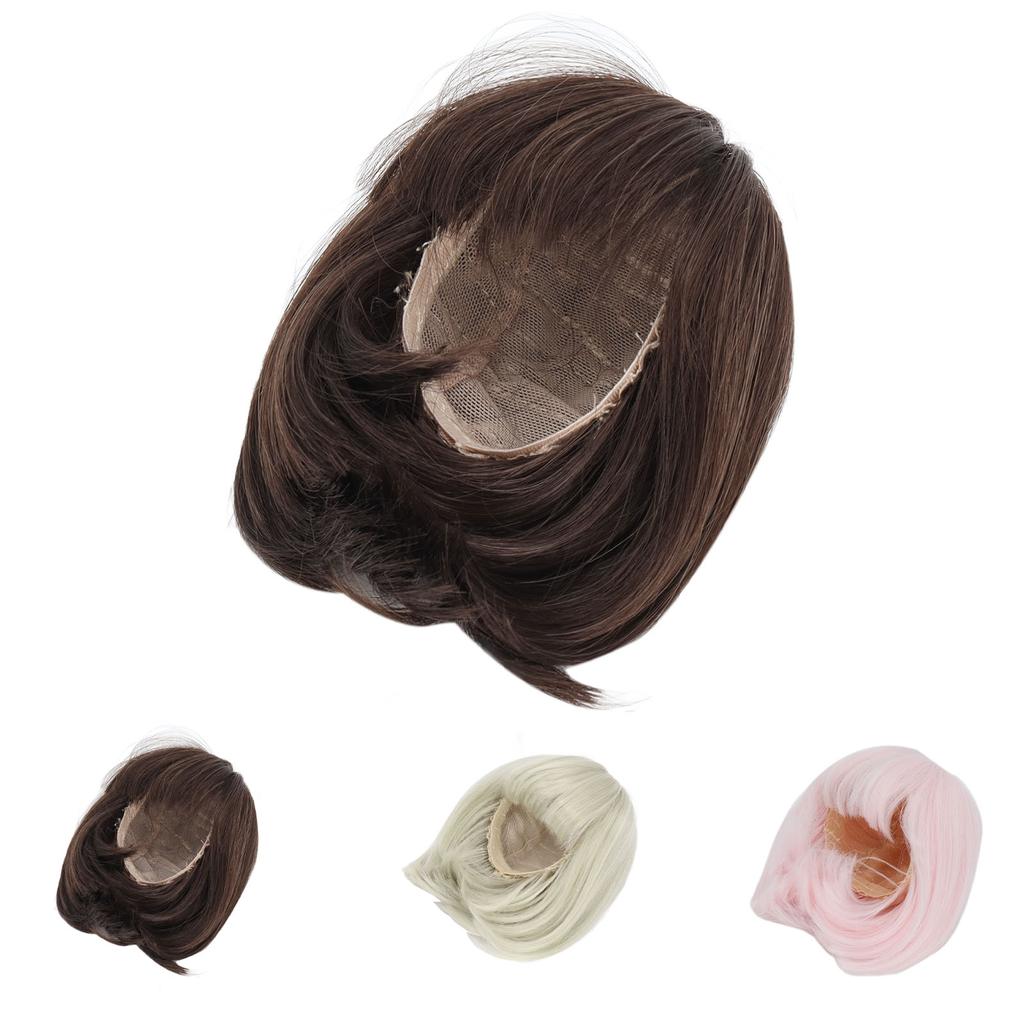 Doll Wig Straight Bang Shoulder Length Short Hair Soft Fiber Easy Cutting for 1/3 BJD