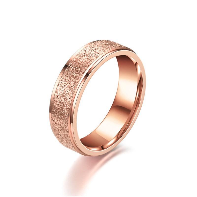 2mm4mm6mm Stainless Steel Matte Rose Gold Ring Step Plain Ring European and American Titanium Steel Ring Ring