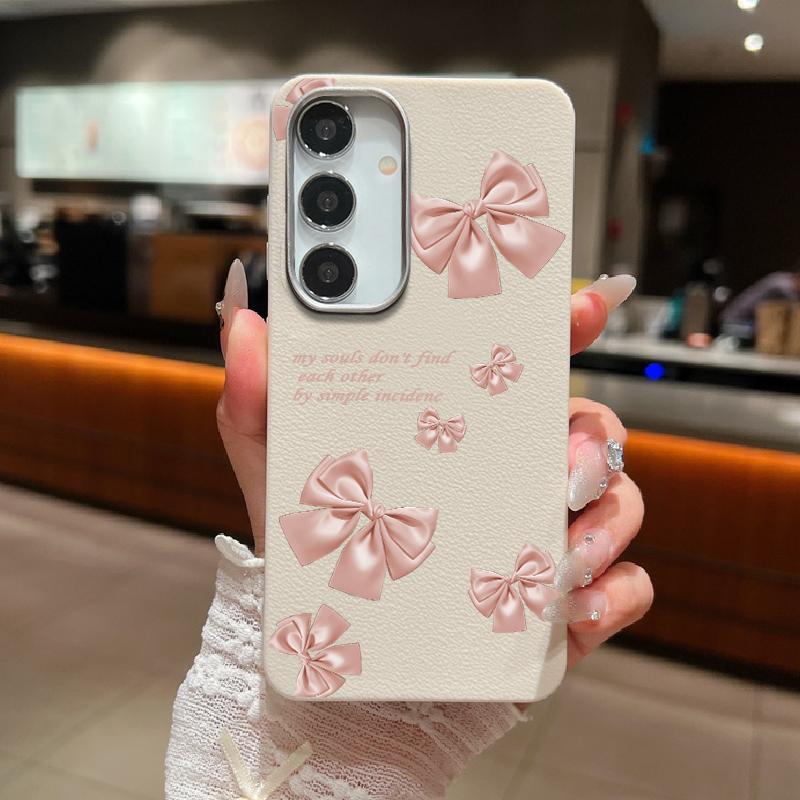 

Розовый бант с принтом матовый тонкий чехол для Samsung S25 Ultra S24 FE S23 S22 A56 A36 A16 A55 A15 A35 A26 кожаная текстура мягкий TPU противоударный чехол для телефона Samsung A53 5G бежевый