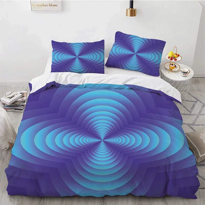 Spiral Swirl Bedding Set Psychedelic Bohemian Stylish Trippy Pattern Comforter Cover King Queen Mandala Geometric Duvet Cover