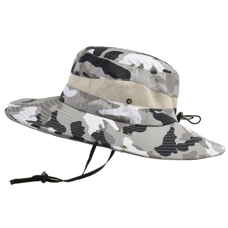 Outdoor Sun Hat Breathable Wide Brim Hat UPF 50+ Sun Protection Mesh Hat For Travel Fishing Safari