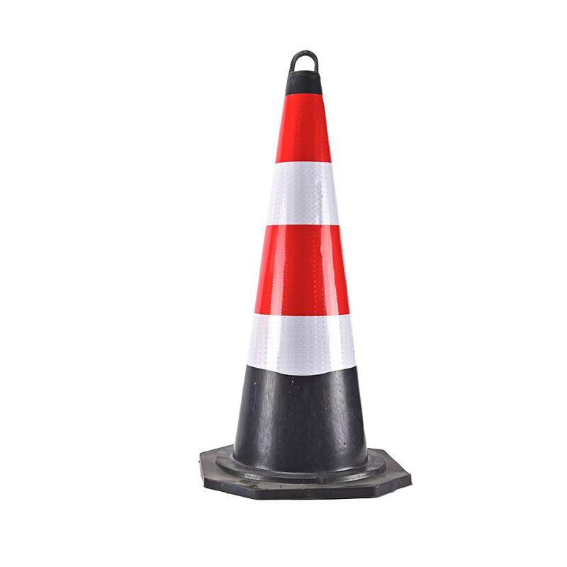 70cm Rubber Traffic Cone with Reflective Stripes, Carrying Handle, Warning Post, Safety Barrier, and 90cm Cone Options.