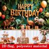 Kids Dino Themed Birthday Backdrop, Tropical Jungle Happy Birthday Background Cloth for Birthday Party & Photography