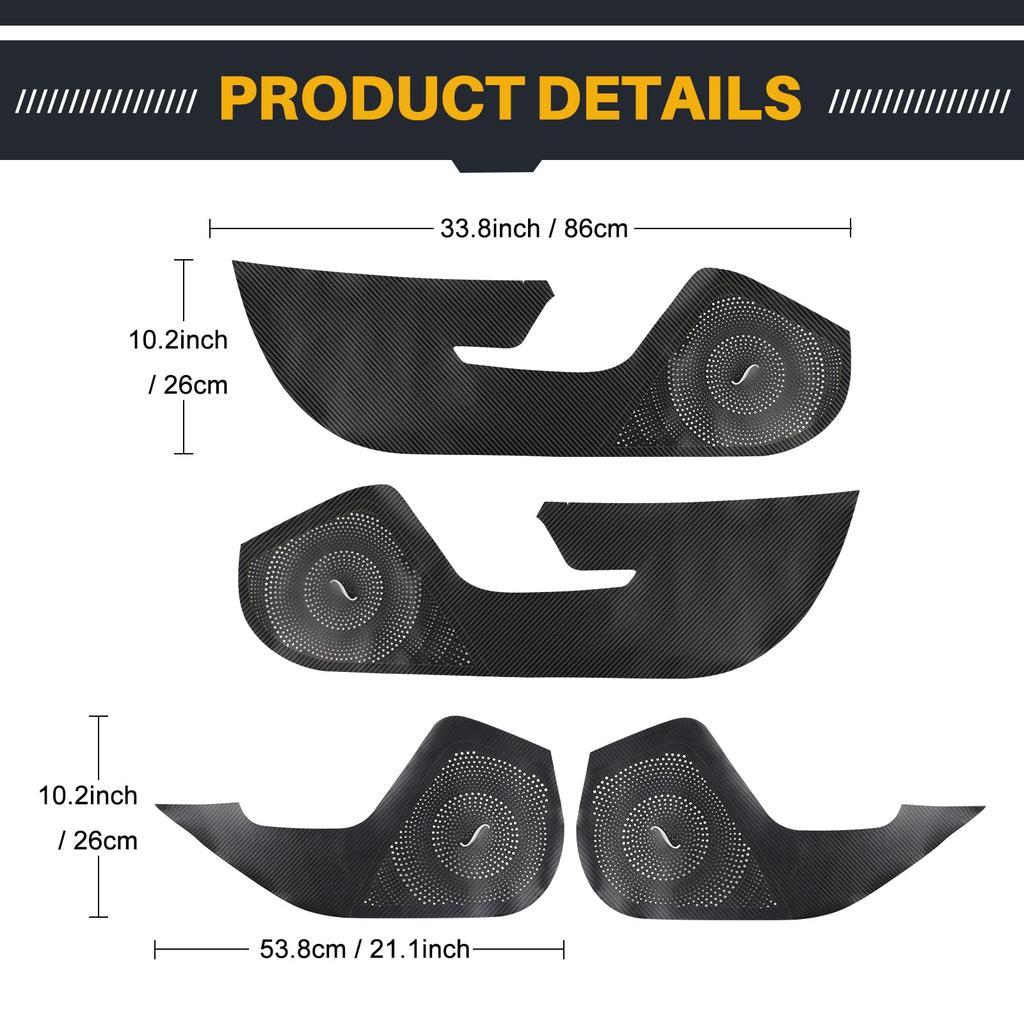 KUNGKIC Door Kick Guards for Subaru 3rd Generation Crosstrek GU Door Scratch and Stain Custom Interior Interior Carbon Fiber Look (2022, 2023, 2024,