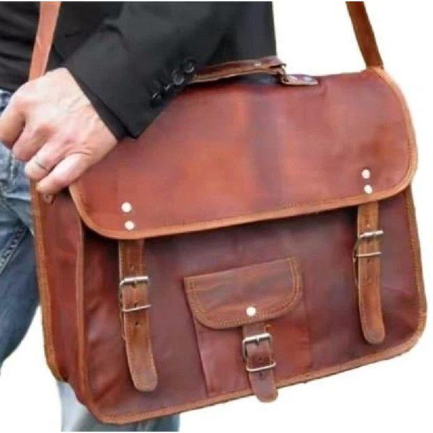 

Прочная кожаная винтажная сумка-мессенджер для ноутбука, ручная работа, портфель, сумка-сатчел 15 x 11 x 4 in