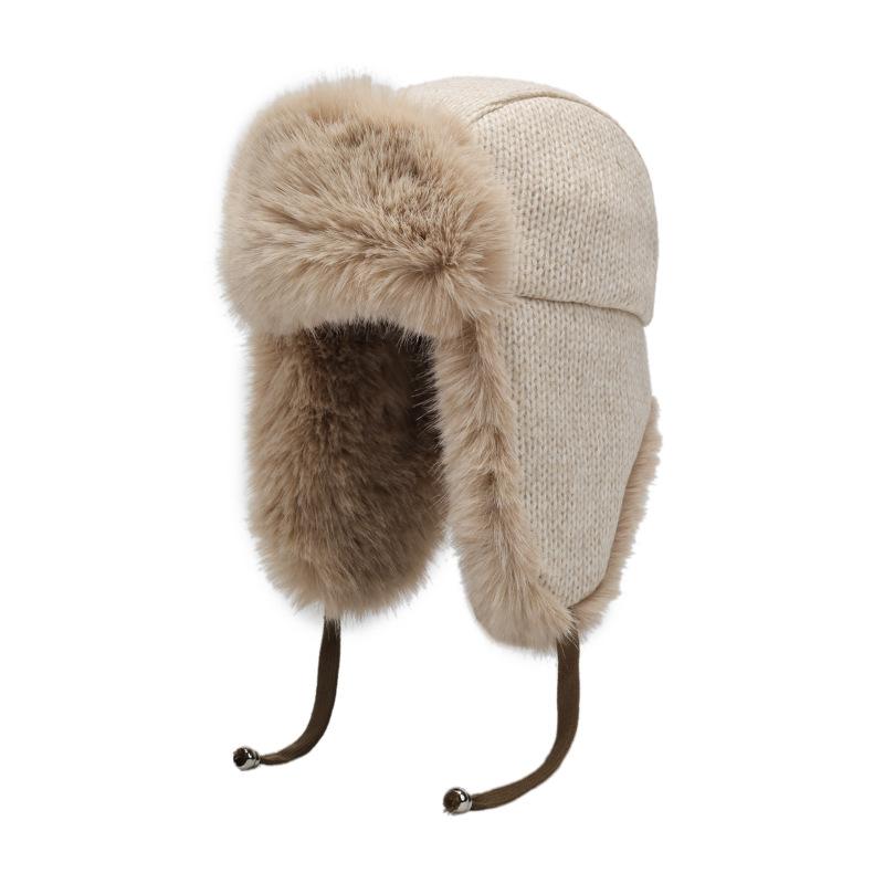 Acrylic plush wool hat, cold hat, fashionable and simple, showing face, small woman, warm ear protection in winter