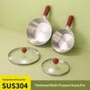 Mały rondel z drewnianym uchwytem ze stali nierdzewnej Patelnia do sosów Patelnia do makaronu na jedną porcję Patelnia do omletów Wielofunkcyjny garnek