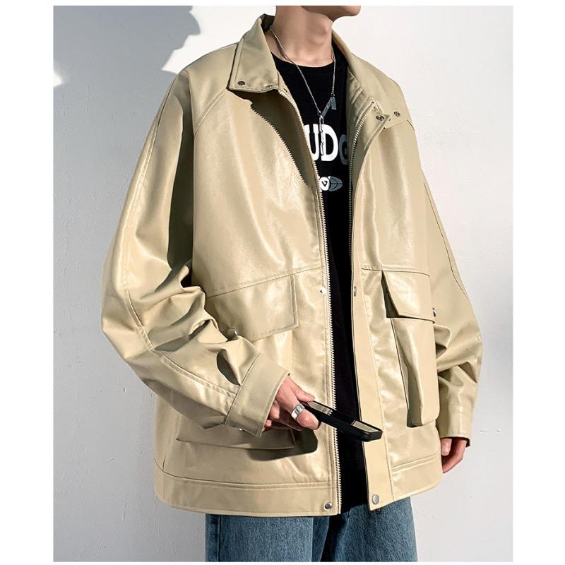 Кожаное мужское весенне-осеннее новое повседневное свободное мужское верхнее пальто — фото 3