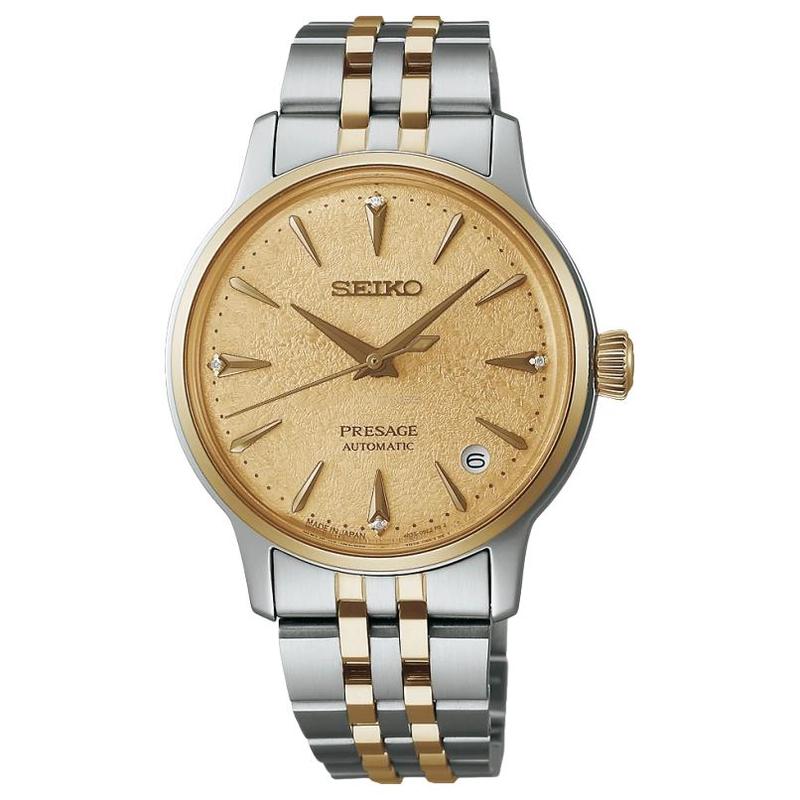 SEIKO Presage Pilot 50m Waterproof Automatic Steel Strap 40.4mm Men s Watch Gold Dial SRRY052 золотой
