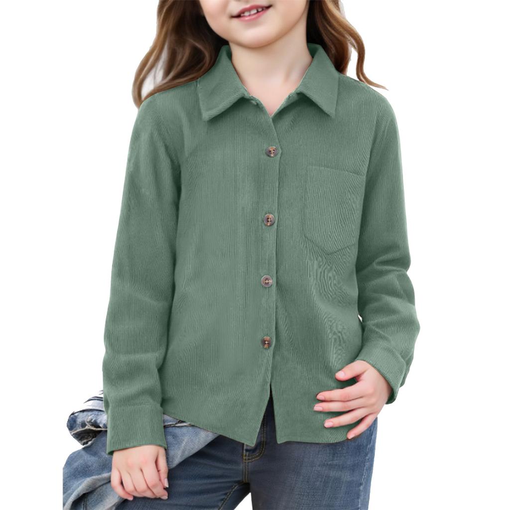 Girls' Button,Down Shirt , Long Sleeve Blouse