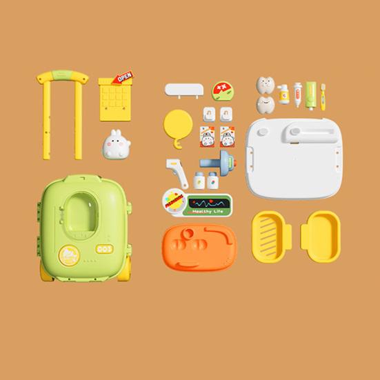 Kids Role Play Suitcase 3-in-1 Pretend Play Set with Mini Kitchen Doctor