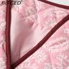 BITCED Women's Autumn/Winter Fashion Casual V-Neck Printed Quilted Cotton Patchwork Jacket