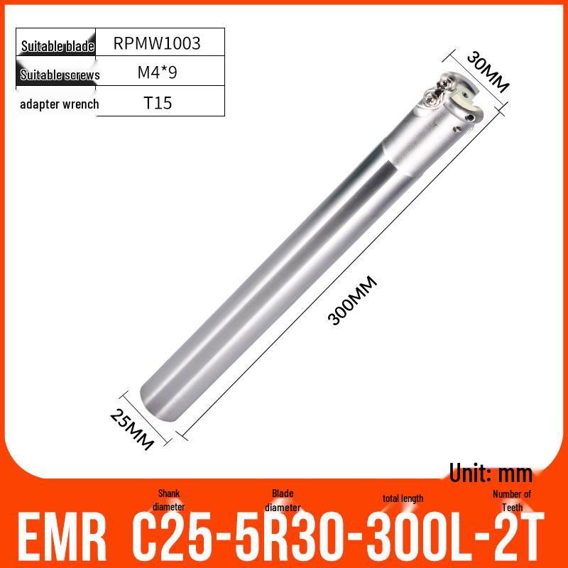 Shockproof EMR CNC Milling Cutter Holder - Round Nose, Bull Nose & Flat Machining Extensions (R4, R5, R6)