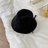 Wide Brim Bow Bucket Hat Solid Color Summer Sun Hat Simple Sunscreen Fisherman Hat  Camping