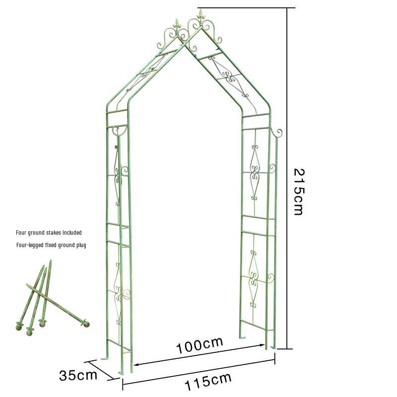 American Wrought Iron Garden Arch Flower Stand & Climbing Frame with Base Tray for Terrace and B&B Decor