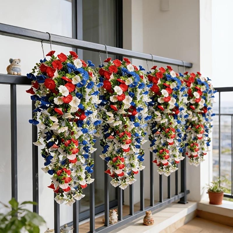 3 Pezzi Fiori di Campanella di Seta Rossi Bianchi Blu Rampicanti per Decorazione Giardino Matrimonio e Festa