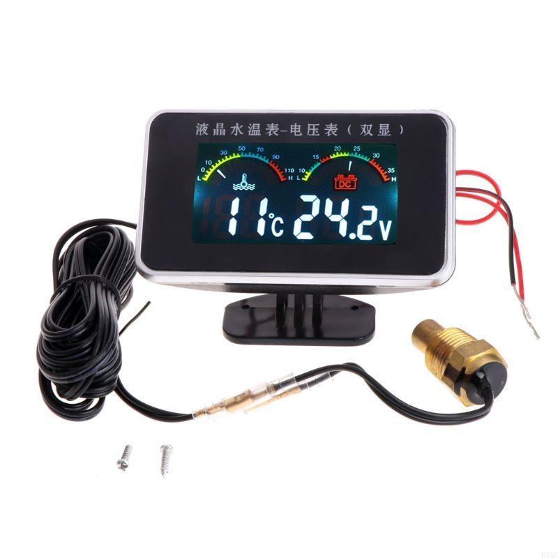 

2025 New Clear Thermometer Voltmeter 12/24V Water Temperature Meter Panel Dashboard чорний