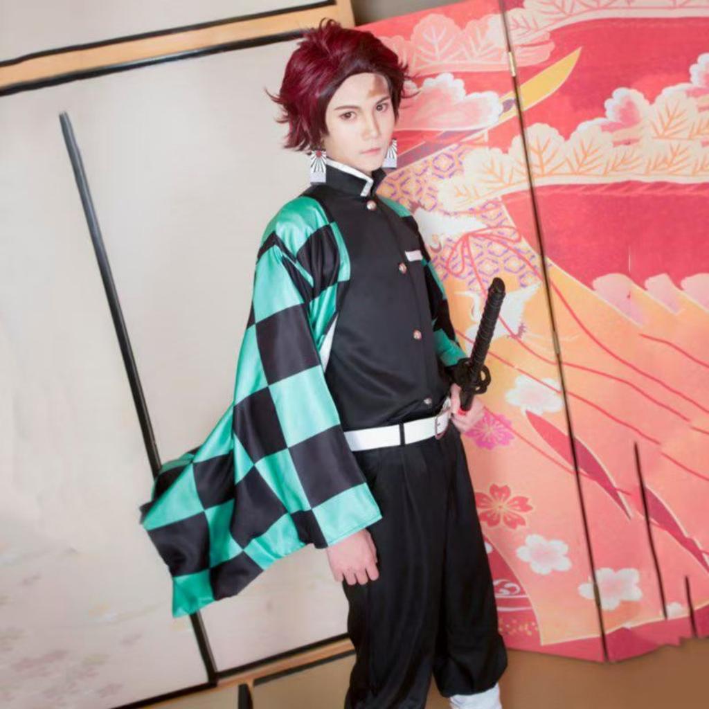 Adult Kids Demon Slayer Corps Kimetsu No Yaiba Kisatsutai Kamado Tanjirou Uniform Agatsuma Zenitsu Cosplay Costume Anime Cloak