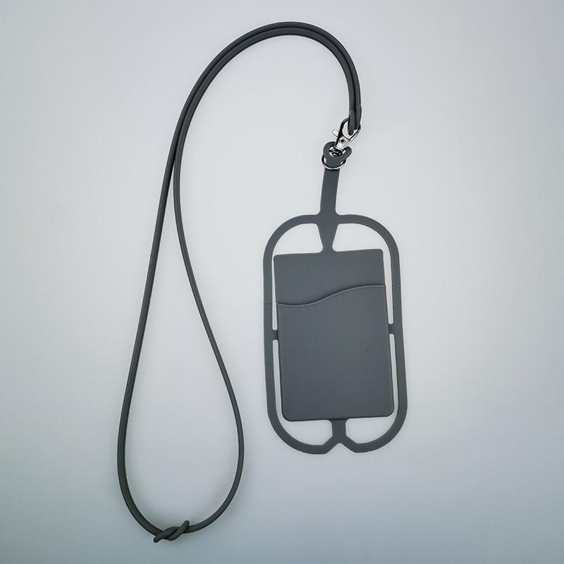 

Телефонный ремешок с зажимом, силиконовый ремешок для телефона, ожерелье с удостоверением личности и кредитной картой светло-серый
