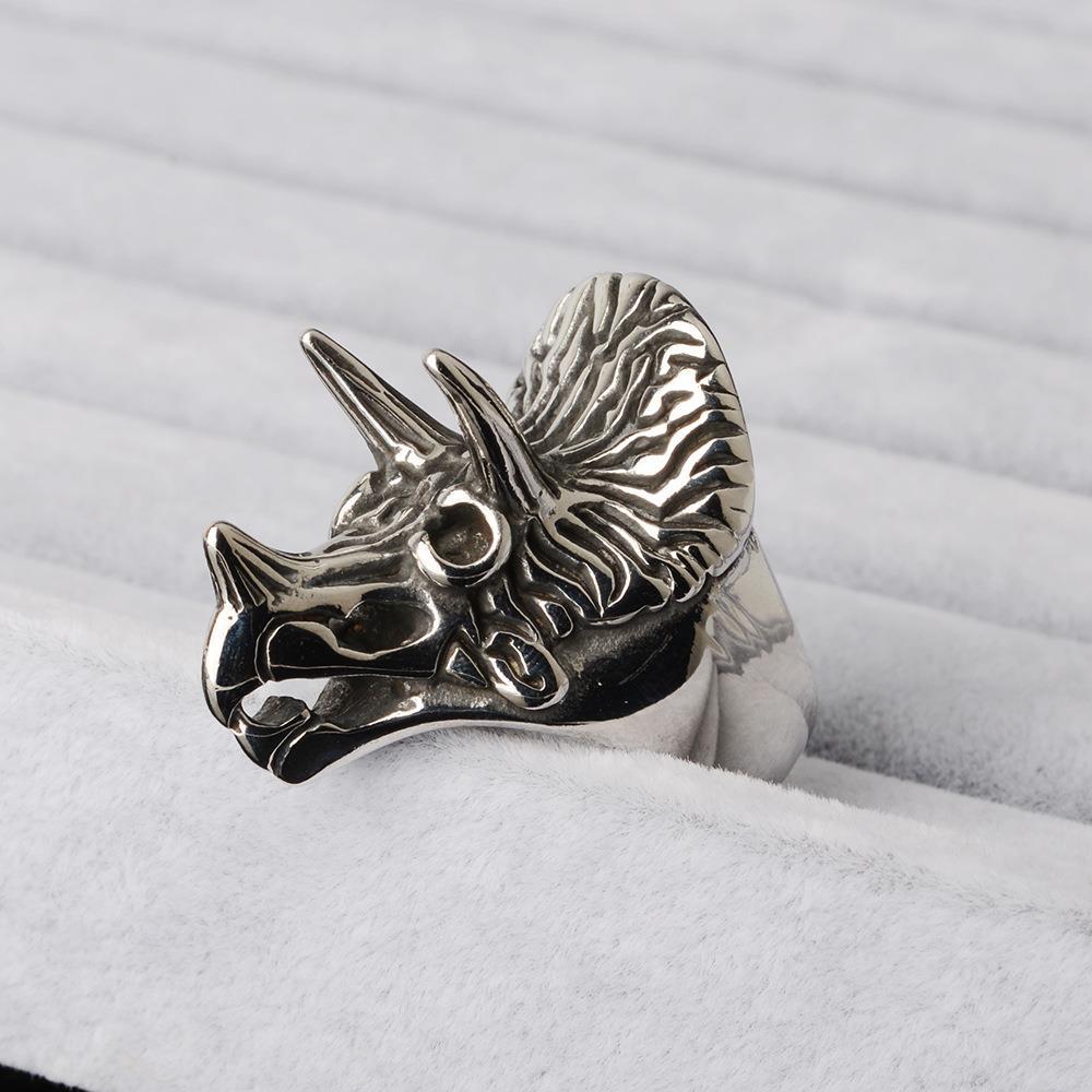 Pánský prsten na sebeobranu ve tvaru zvířete Triceratops Retro Prsten Doplňky