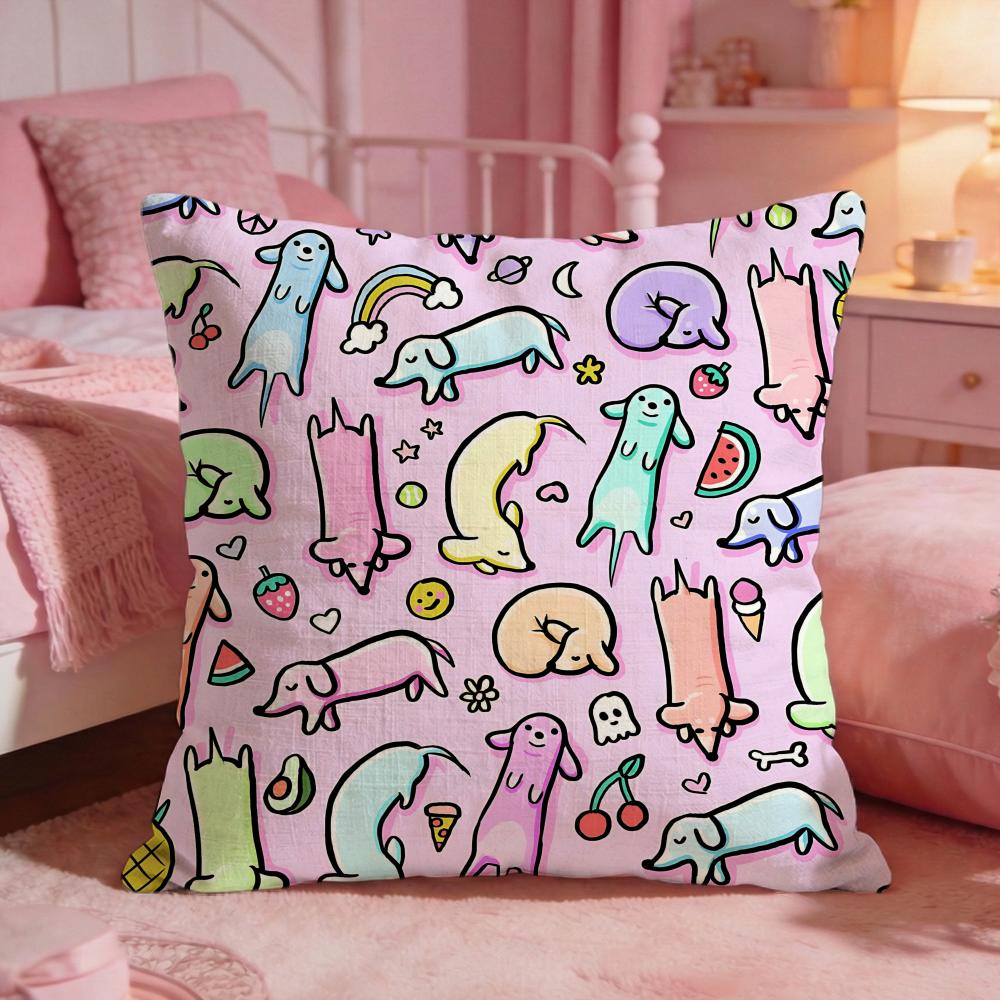AnimalSausage dogS Cushion Cover Premium Comfort Reversible Pillow Cove Two in One Design for Any Room Car Interior