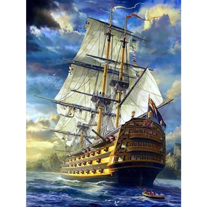 5D DIY Diamond Painting Dusk and Sailing Diamond Embroidery Cross Stitch Kit Full Rhinestone Mosaic Home Decor