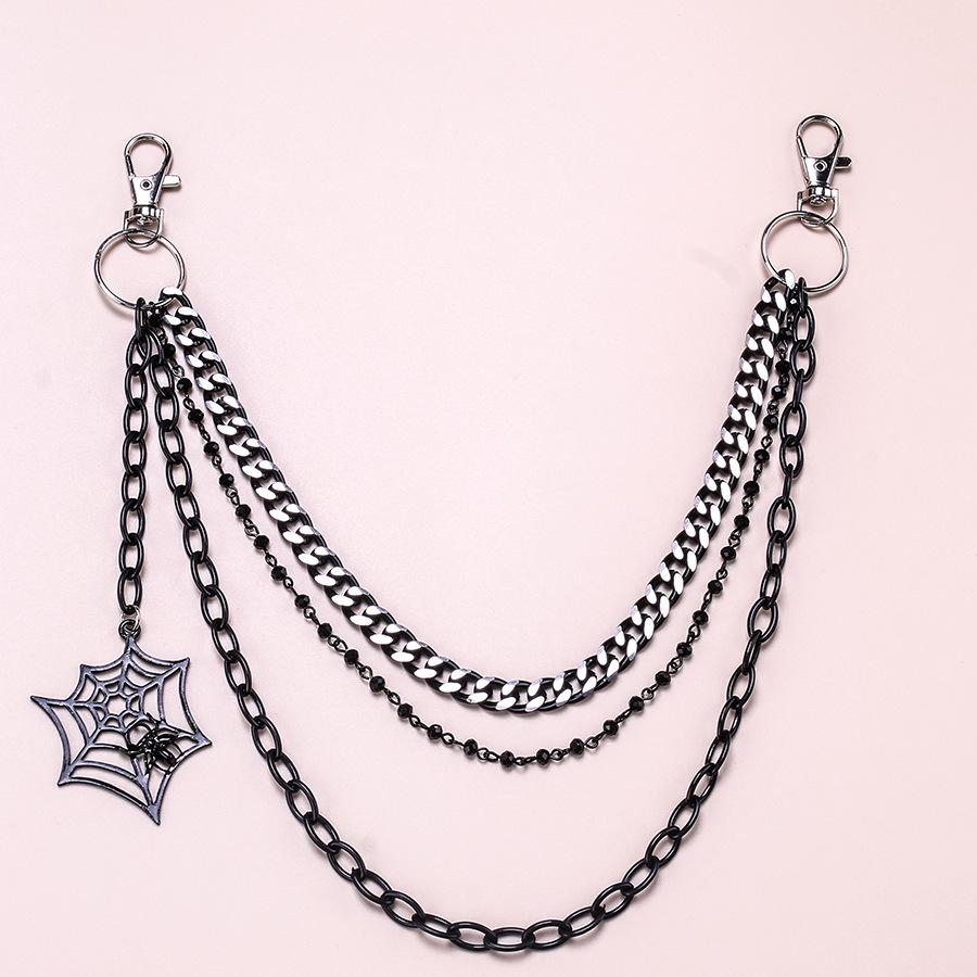 Trendy Metal Spider Web Layered Chain: Punk-Style Halloween Jewelry for Jeans