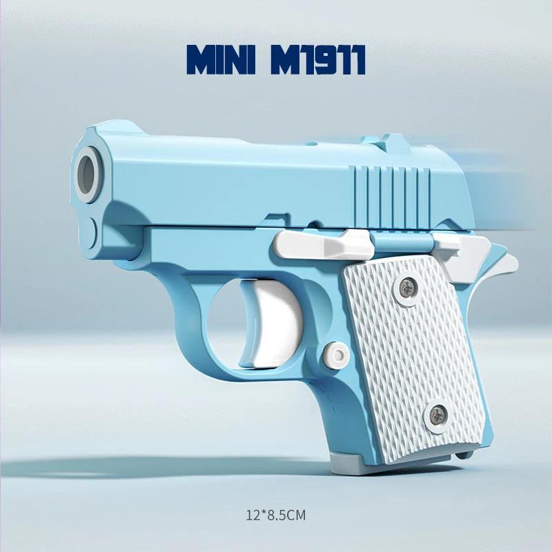 3D Printed Gravity Fidget Stress Relief Mini Pistol Toy Plastic Manual Burst Decompression Toy Christmas Gift синий