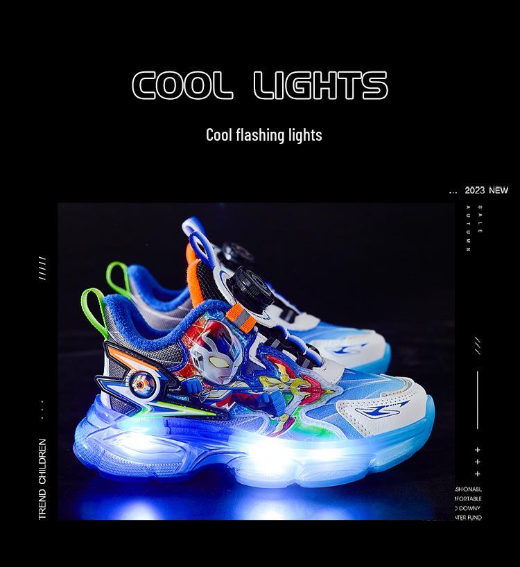 Boys' 2025 Winter Cartoon Sports Luminous Light-Up Shoes: Warm, Anti-Slip, Plus Velvet