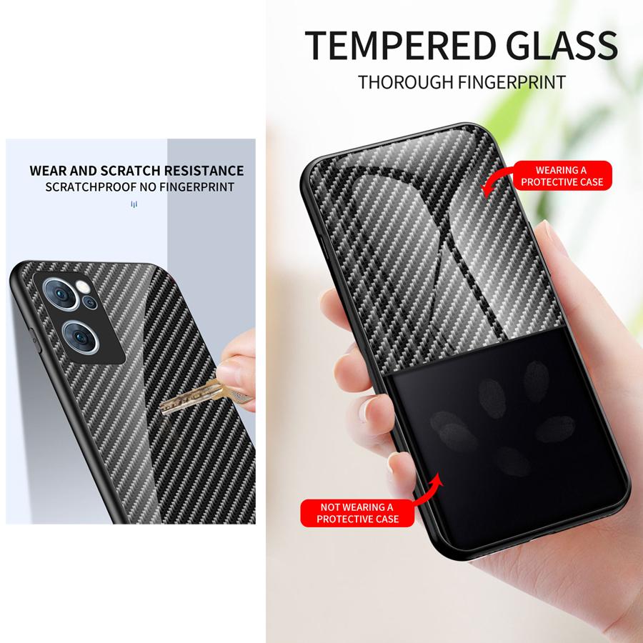 Carbon Fiber Tempered Glass Anti-Scratch Hybrid Protective Cover Case for OPPO A12 A52 A53 A74 A83 A91 A92S F11 F17 R15 R17 Reno6 Reno7 Realme X50 C11